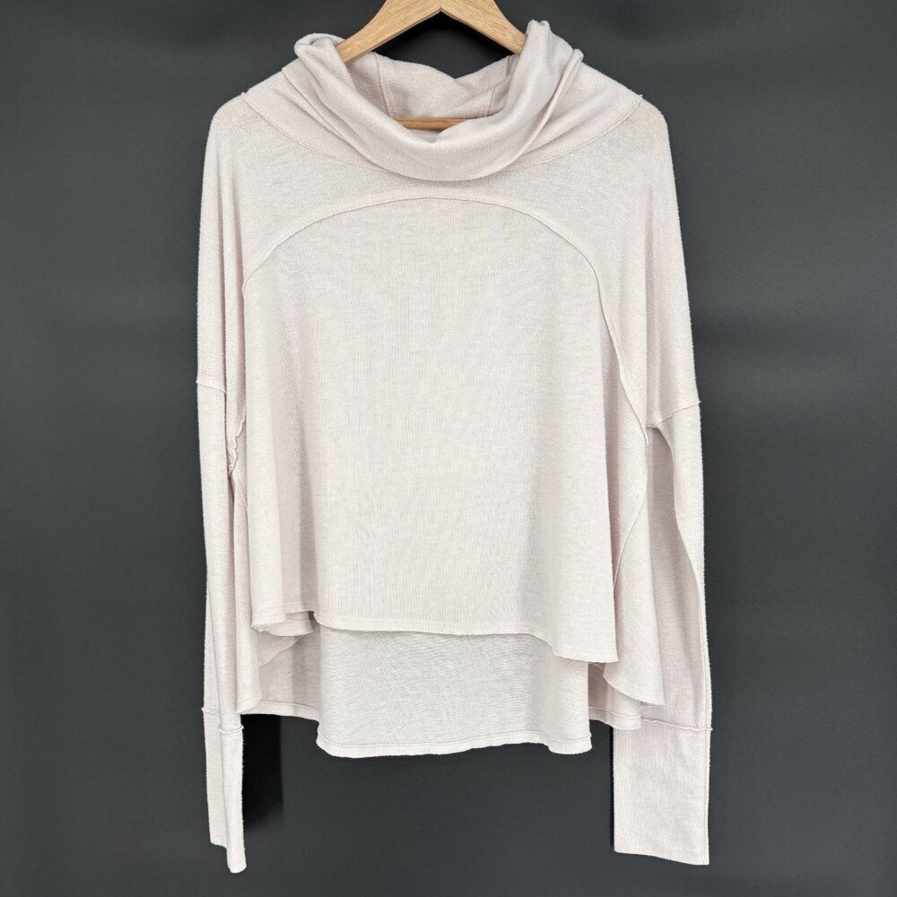 Free People We The Free Women's Cozy Time Funnel Pullover M Light Pink Oversized